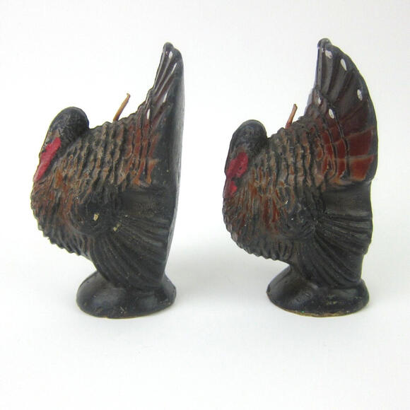 Vintage Gurley Thanksgiving Turkey Candles Set of 2 Fall Autumn Table Decor - Picture 12 of 16